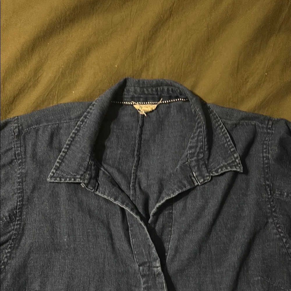 Pilcro Reworked Babydoll Blouse Chambray Jacket Lightweight Feminine - Picture 5 of 12